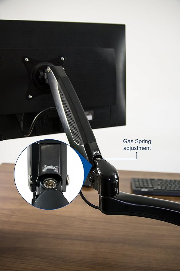 VIVO Premium Black Dual Monitor Pneumatic Counterbalance Height Adjustable Arm, Desk Mount Stand, Holds 2 LCD Screens up to 27 inches STAND-V002JB