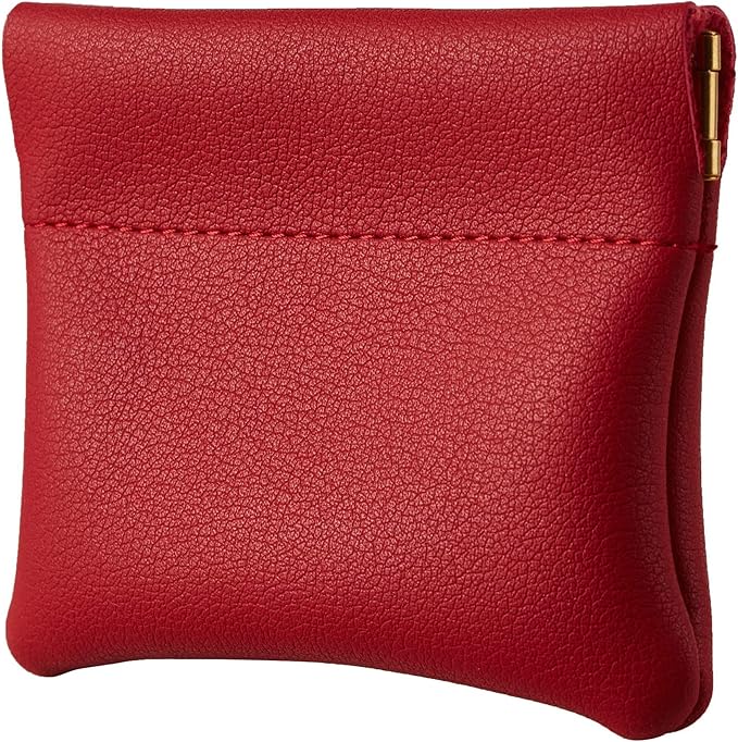 Travelambo Leather Squeeze Coin Purse Pouch Change Holder For Men & Women