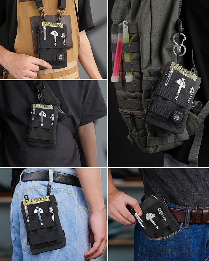 VIPERADE VE36 EDC Pouch Pocket Organizer, Slim EDC Pocket Organizer with Zipper, Tactical Pouch for Flashlight, Multitool, Pen, Notebook, Compact EDC Gear Pouch
