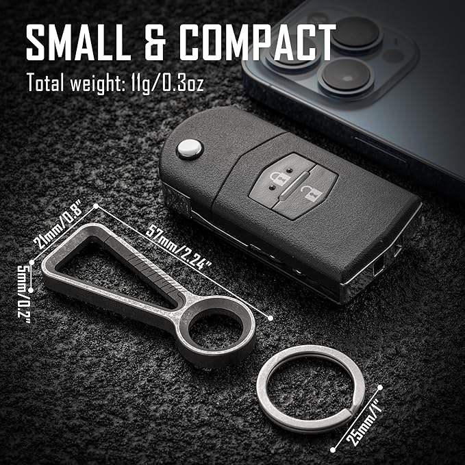 KeyUnity KM01 Titanium EDC Keychain Clip with Bottle Opener, Quick Release Carabiner Key Ring Holder for Men