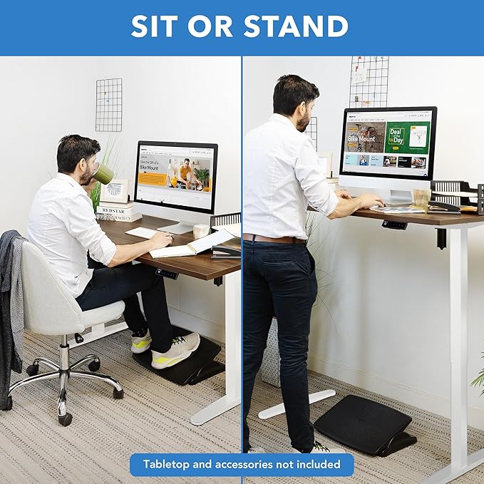Mount-It! Motorized Electric Standing Desk Frame, Standing Desk Legs Raise up to 46.5", Sit Stand Desk Legs Adjustable Height with Memory Controller, Home and Office DIY Workstation in White