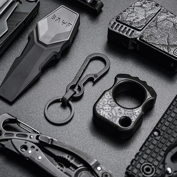 KeyUnity KM01 Titanium EDC Keychain Clip with Bottle Opener, Quick Release Carabiner Key Ring Holder for Men
