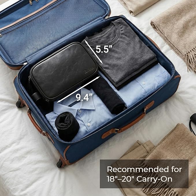 Elviros Travel Toiletry Bag for Men, Shaving Dopp Kit Water-resistant Bathroom Small Toiletries Organizer PU Leather Cosmetic Bags