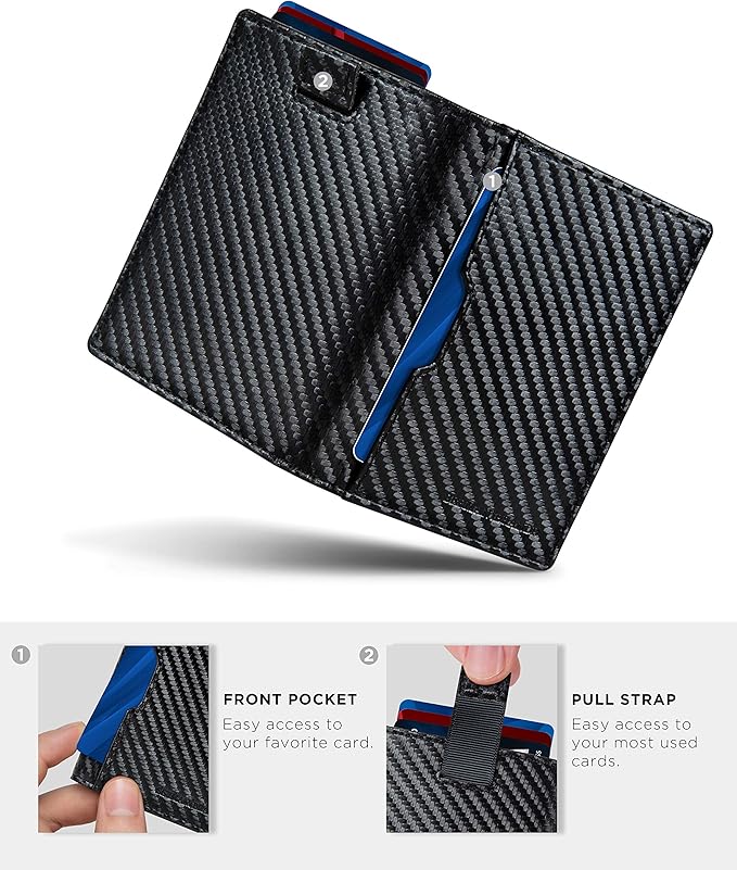 SERMAN BRANDS - Wallets for Men Slim Mens leather RFID Blocking Minimalist Card Front Pocket Bifold Travel Thin