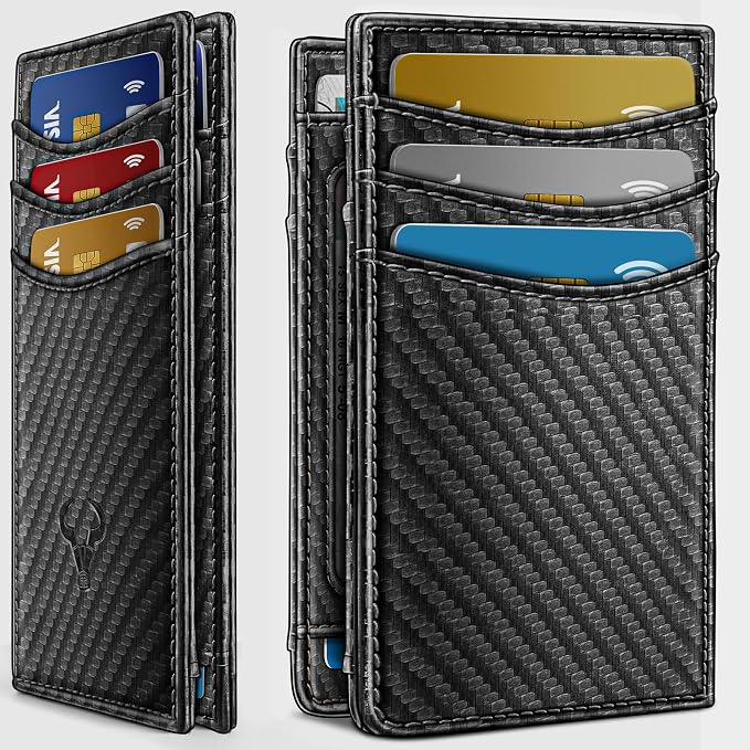 BULLIANT Slim Wallet For Men 12Cards,Magnetic Flip Build-in Money Clip Airtag Compatible-RFID Blocking