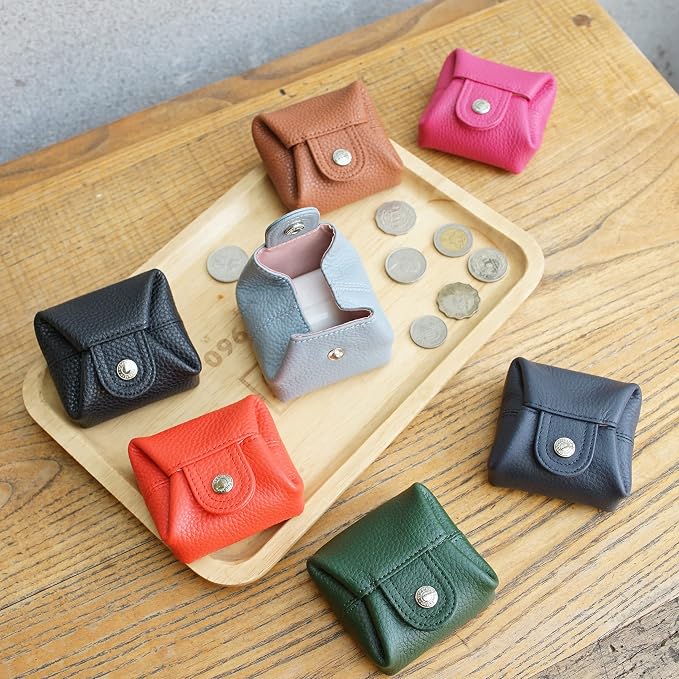 Cockatoo Genuine Leather Coin Pouch Change Holder, Mini Snap Pocket Wallet for Men Women (Fuchsia, Large)
