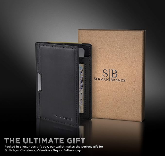 SERMAN BRANDS - Wallets for Men Slim Mens leather RFID Blocking Minimalist Card Front Pocket Bifold Travel Thin