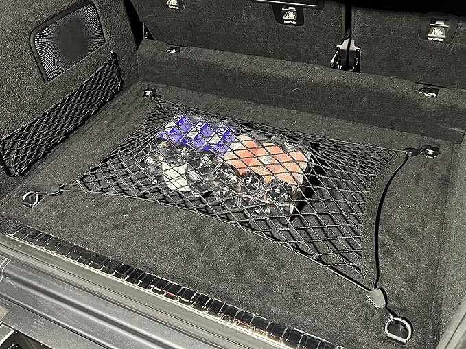 Floor Style Automotive Elastic Trunk Mesh Cargo Net for Mercedes Benz G 500 G 550 G63 2019-2025 - Premium Trunk Organizer and Storage - Luggage Net for SUV - Best Car Organizer Mercedes Benz W463