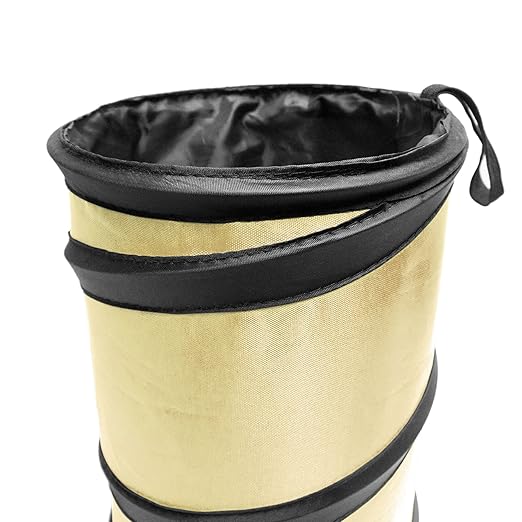 FH Group Automotive Waterproof Portable Collapsible Small Trash Can Garbage Container fits Most Cars,Waterproof,Polyethylene, SUVs, and Trucks Beige