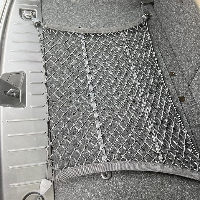 Rear Trunk Organizer Cargo Net for BMW i3 2014-2021 - Floor Style Cargo Net for Hatchback - Premium Mesh Elastic Car Trunk Organizer Vehicle Carrier Storage - Compatible with BMW i3