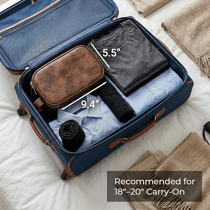 Elviros Travel Toiletry Bag for Men, Shaving Dopp Kit Water-resistant Bathroom Small Toiletries Organizer PU Leather Cosmetic Bags