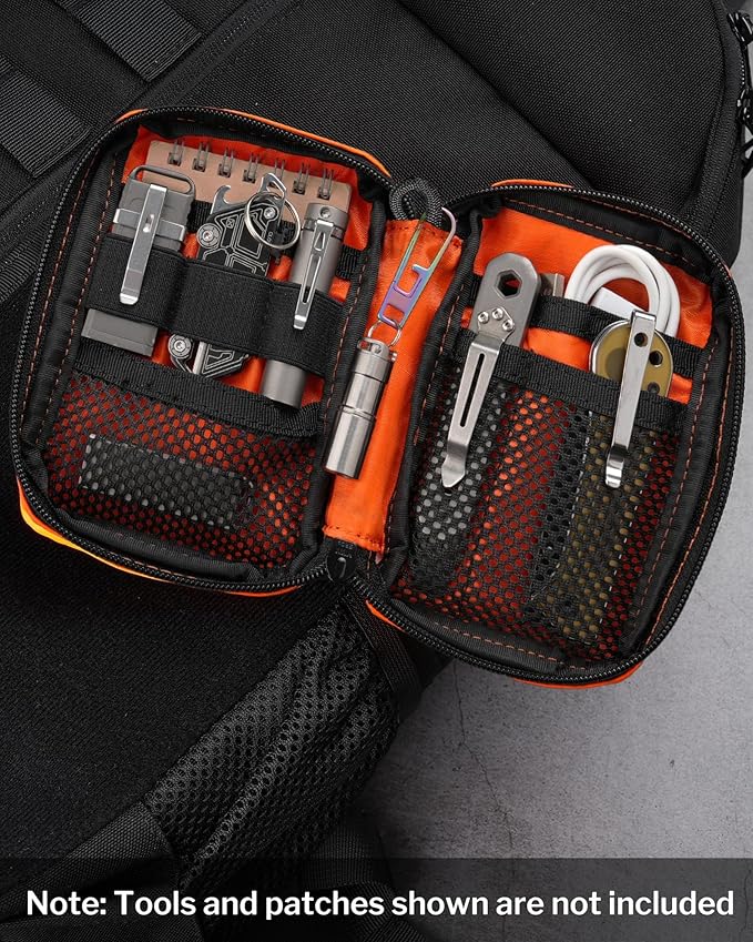 VIPERADE VE26 EDC Pouch Organizer with 11 Compartments, Small Tool Pouch with DIY Patches Area, EDC Pocket Organizer for Mutitools
