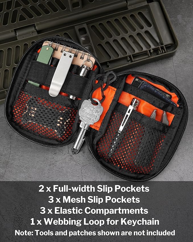 VIPERADE VE31 Small EDC Pouch, Men's Pocket Organizer, Small EDC Organizer Multitool Pouch for Camping/Hiking/Bushcraft (Black)