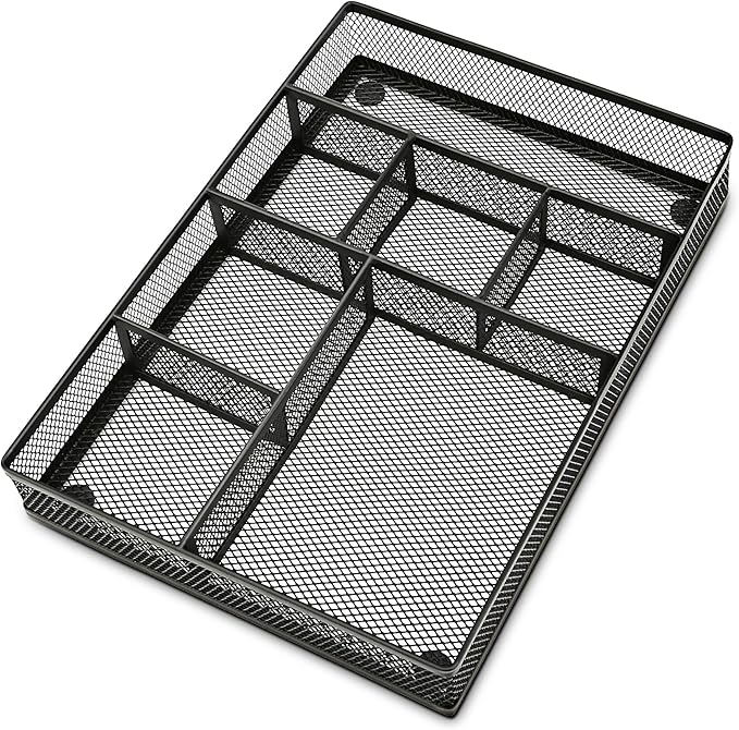 shenee Desk Drawer Organizer Tray,Drawer Organizer for Office and Home,Desk Organizer with Drawers,7 Compartments,Non-Slip Desk Organizers (Black, 12.3" L x 8.3" W x 1.8" H)