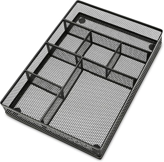shenee Desk Drawer Organizer Tray,Drawer Organizer for Office and Home,Desk Organizer with Drawers,7 Compartments,Non-Slip Desk Organizers (Black, 12.3" L x 8.3" W x 1.8" H)