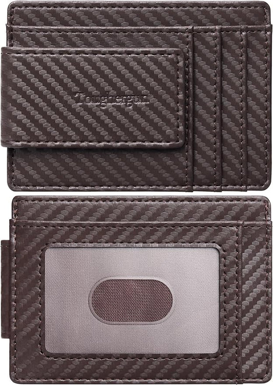 Toughergun Slim Wallet for Men RFID Blocking Money Clip, Minimalist Front Pocket Credit Card Holder, Magnetic Thin Mens Wallets with ID Window