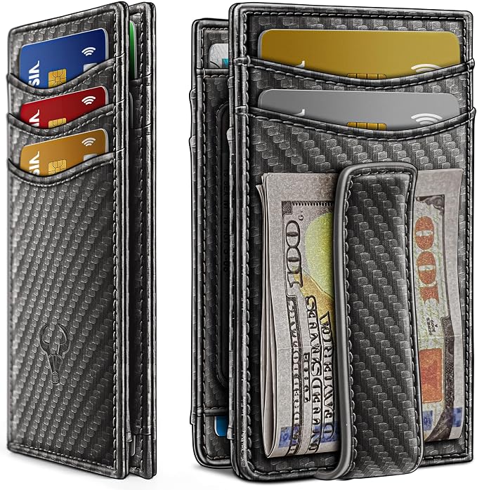 BULLIANT Magnetic Closure Slim Wallet-Genuine Leather Front Pocket Wallet for Men,RFID Blocking,Holds 12 Cards and Money Clip