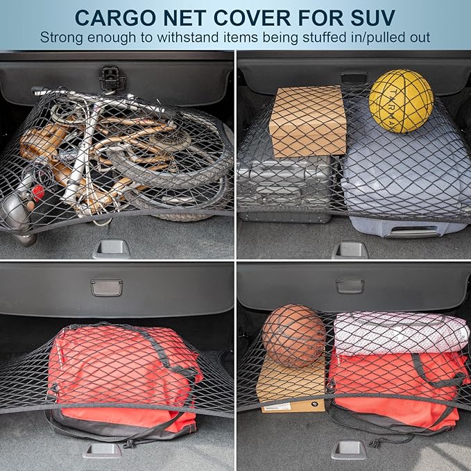 Cargo Net for SUV Car Trunk Net Organizer with ABS Hook Elastic Storage Mesh Nets 31.5 x23.6 inches Stretch to 70.8 x 47.2 inches for Pickup Trucks Tailgate Netting Accessories