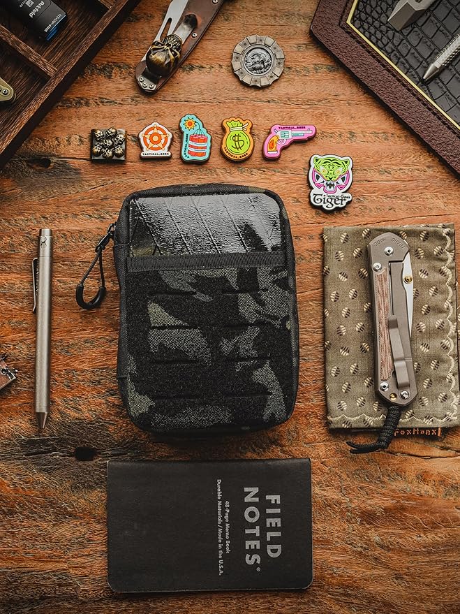 TACTICAL GEEK Block E3.0 EDC Compact Waist Pocket Pouch, Men EDC Pouch Organizer, Multi-Purpose Molle Tool Pouch, Utility Tool Organizer Bag for Daily Essentials Carry(Black Camo)