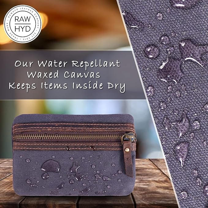 Waxed Canvas EDC Pocket Organizer for Men - Multi-Tool Back Pocket Pouch for Phone/Notebook, Pen, & EDC Gear - Water-Repellent Leather Tool Pouch, Sizes: 6” x 4” & 7” x 5”