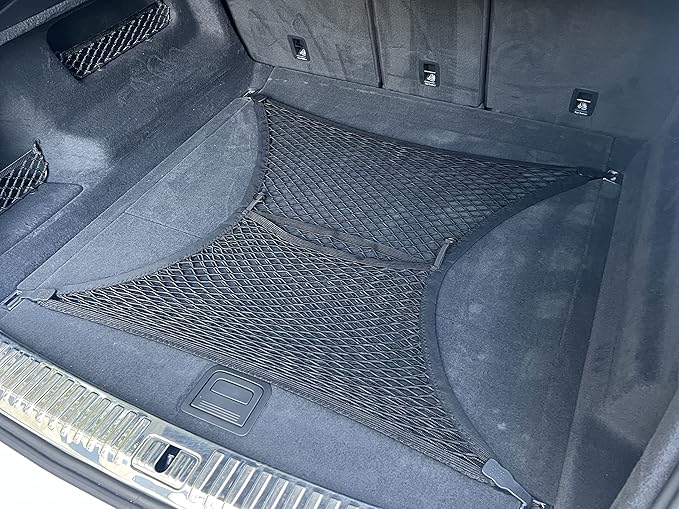 Floor Style Elastic Trunk Mesh Cargo Net for Audi Q8 2019-2025 - Premium Trunk Organizers and Storage - Luggage Net for Crossover - Best Car Organizer for Audi Q8