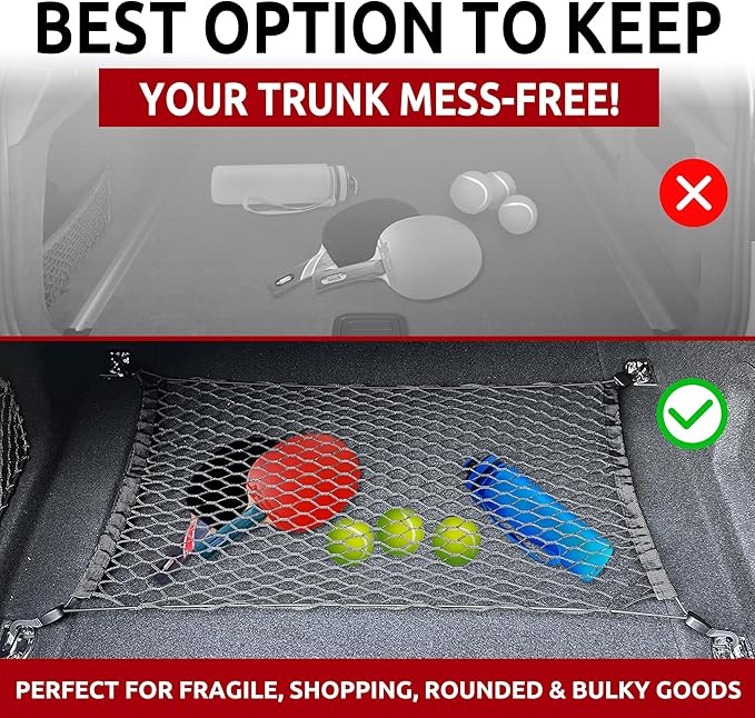 Floor Style Automotive Elastic Trunk Mesh Cargo Net for Audi A6 and S6 2018-2023, Premium Car Organizer & Trunk Storage Solution, Secure Luggage Net for Sedans, Heavy-Duty Cargo Net by TrunkNets
