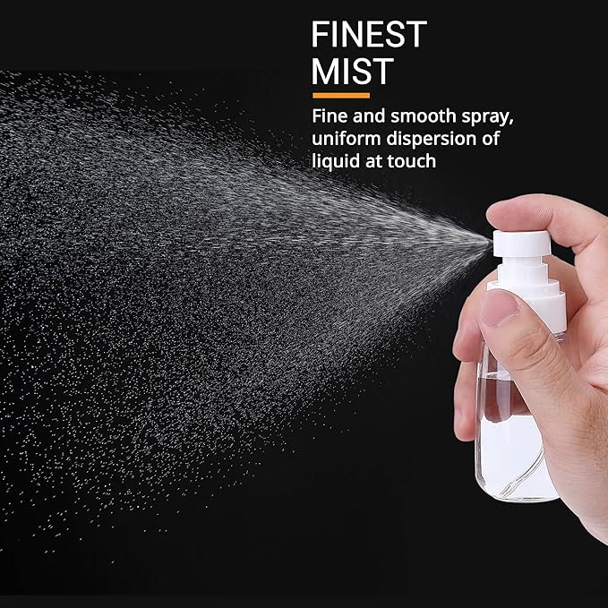 RELANOR Pack 2 Small Spray Bottle Travel Size 3.39oz/100ml - Fine Mist Mini Empty Spray Bottles - Leak Proof - for Toners, Face & Hair Mist