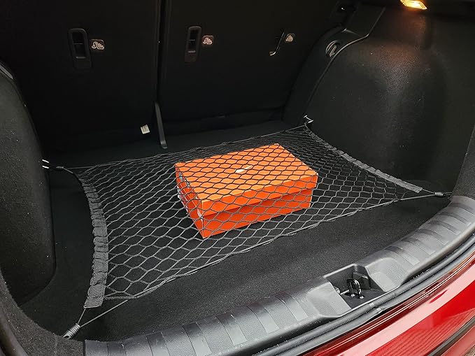 Floor Style Automotive Elastic Trunk Mesh Cargo Net for Nissan Kicks S SV 2022-2024 - Premium Trunk Organizer and Storage - Luggage Net for Crossover - Best Car Organizer for Nissan Kicks