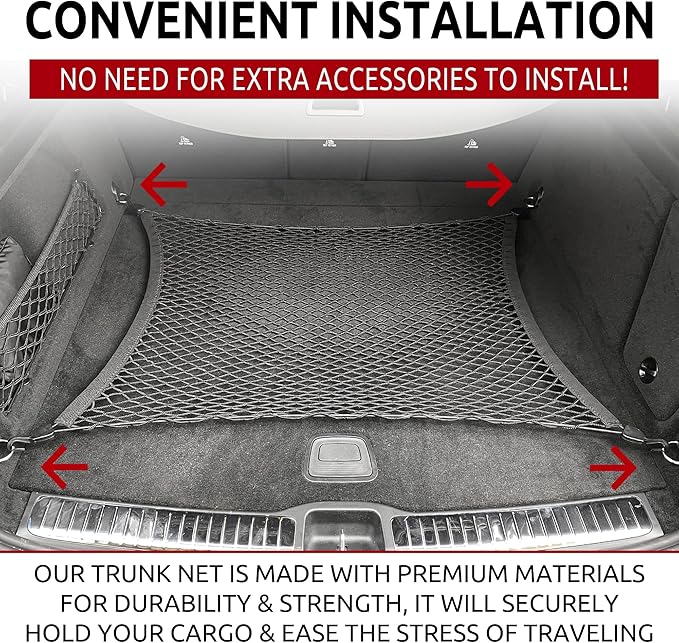 Rear Trunk Floor Style Automotive Elastic Mesh Cargo Net for Mercedes-Benz GLE W167 2020-2025 - Premium Trunk Organizers and Storage - Luggage Net for SUV - Best Car Organizer for Mercedes-Benz GLE