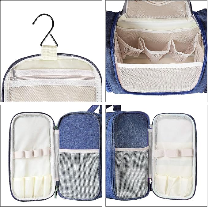 Freegrace Extra Large Hanging Toiletry Bag for Men and Women - Water-Resistant Nylon Travel Bathroom Organizer for Cosmetics, Makeup, and Toiletries