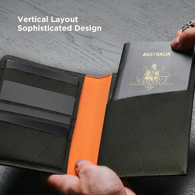ALPAKA ARK Bifold Passport Wallet - Passport Holder with X-Pac VX21 Weatherproof Fabric, UV Proof, Passport Slot, 3 Card, Cash, Travle Documents Slots for Men Family Travel Journeys (Green)