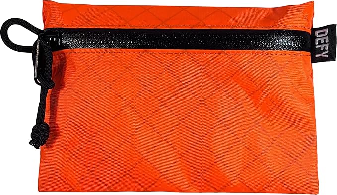 DEFY Project ECOPAK™ Travel Pouch | Lightweight Nylon Organizer For Accessories | Premium Tech Wallet | Water Resistant Travel Organizer (Medium, Orange)