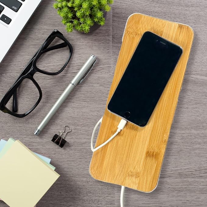 Cable Management Box, 7 Holes, 12x5x4.5 inches, Wooden Lid Cable Organizer Box for Desk to Hide Power Strips, Tv Wires, ABS Material Cord Cover