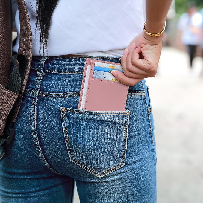 Travelambo Slim Wallet Front Pocket Minimalist Leather RFID Blocking Medium Size