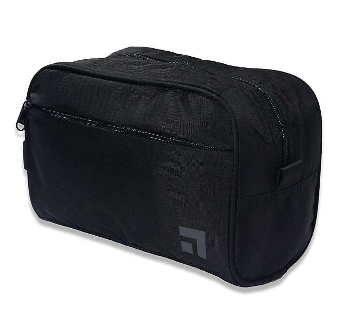 Waterproof Nylon Dopp Kit - Shaving Toiletry Bag Organizer (Black)