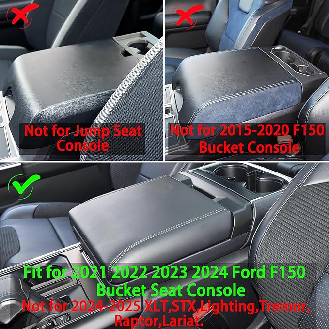 Center Console Organizer Tray for Ford F150 2021 2022 2023 2024 Accessories Interior Secondary Storage Armrest Box Insert Hidden Cubby Drawer (Full Console w/Bucket Seats ONLY) (Blue Trim)