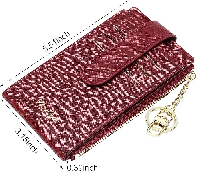 Badiya Slim Women Wallet RFID Blocking Bifold Compact 9 Card Slots Holder Wallets Soft Leather with Zipper Coin Pocket 2 ID Window