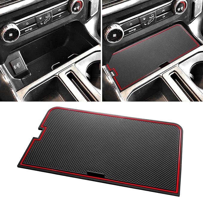 Center Console Compartment Cover for Ford F150 2021-2024 2025/Lightning XLT 2022-2024 Hidden Panel Secret Pocket Lid USB Hole Interior Accessories (Fits into The Open Pocket in Front of The Shifter)