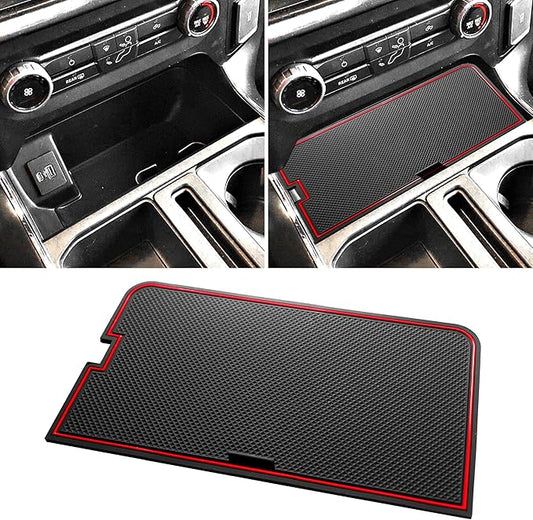 Center Console Compartment Cover for Ford F150 2021-2024 2025/Lightning XLT 2022-2024 Hidden Panel Secret Pocket Lid USB Hole Interior Accessories (Fits into The Open Pocket in Front of The Shifter)