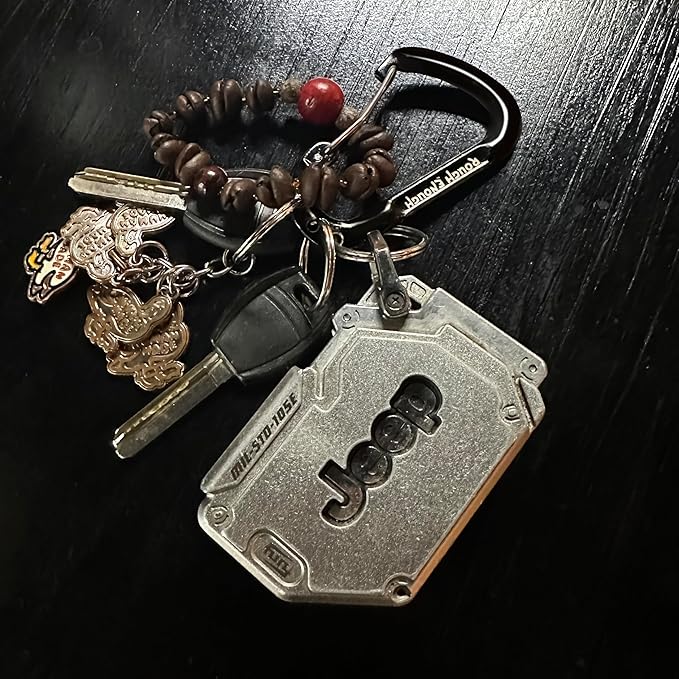 Rough Enough Carabiner Keychain Clip with Triple 3 Keyring Buckle Aluminum Alloy Metal for EDC Preppy Teens Men