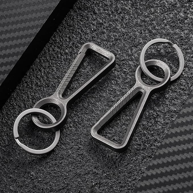KeyUnity KM01 Titanium EDC Keychain Clip with Bottle Opener, Quick Release Carabiner Key Ring Holder for Men