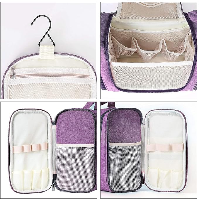 Freegrace Extra Large Hanging Toiletry Bag for Men and Women - Water-Resistant Nylon Travel Bathroom Organizer for Cosmetics, Makeup, and Toiletries