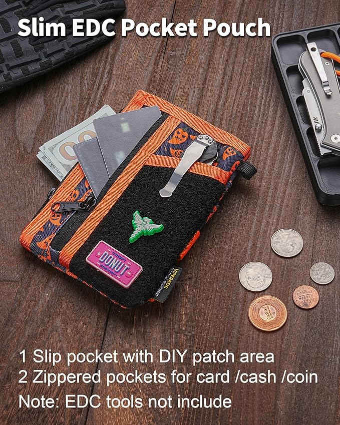 VIPERADE VE36 EDC Pouch Pocket Organizer, Slim EDC Pocket Organizer with Zipper, Tactical Pouch for Flashlight, Multitool, Pen, Notebook, Compact EDC Gear Pouch