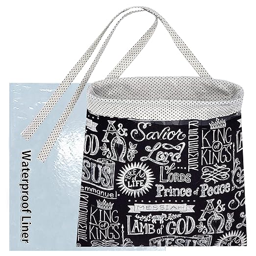 Car Trash Bag Hanging Front Seat Back Seat Headrest Console - Car Trash Bin with Reusable Waterproof Liner and Disposable Bags - Car Waste Basket (Small Jesus)