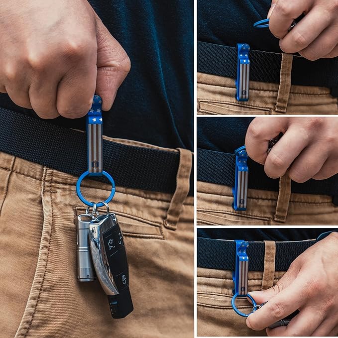 KeyUnity KM00 Titanium Belt Loop Keychain Clip Double Side Quick Release Key Holder with Detachable Key Ring