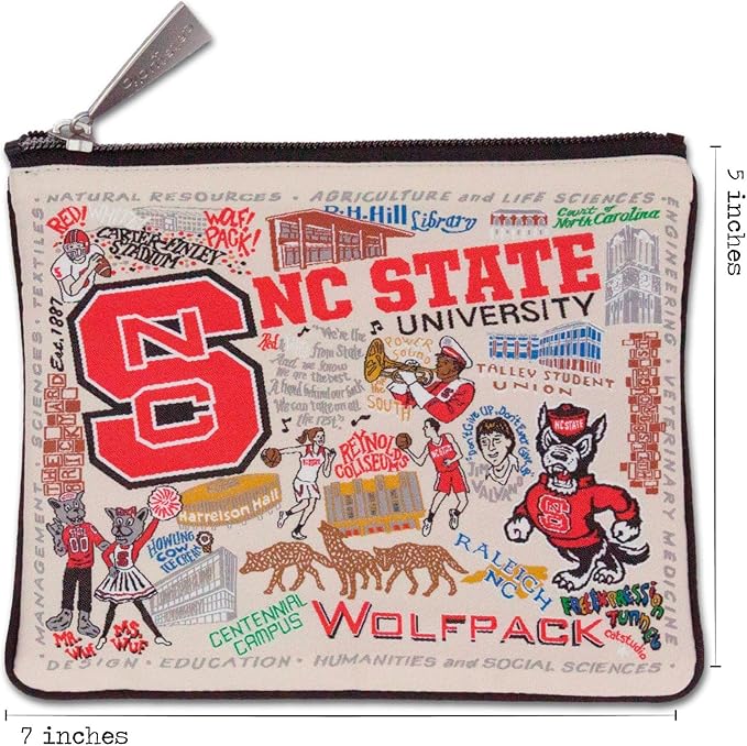 Catstudio Collegiate Zipper Pouch, North Carolina State University Travel Toiletry Bag - Ideal Gift for Alumni, Makeup Bag, Dog Treat Pouch, or Travel Purse