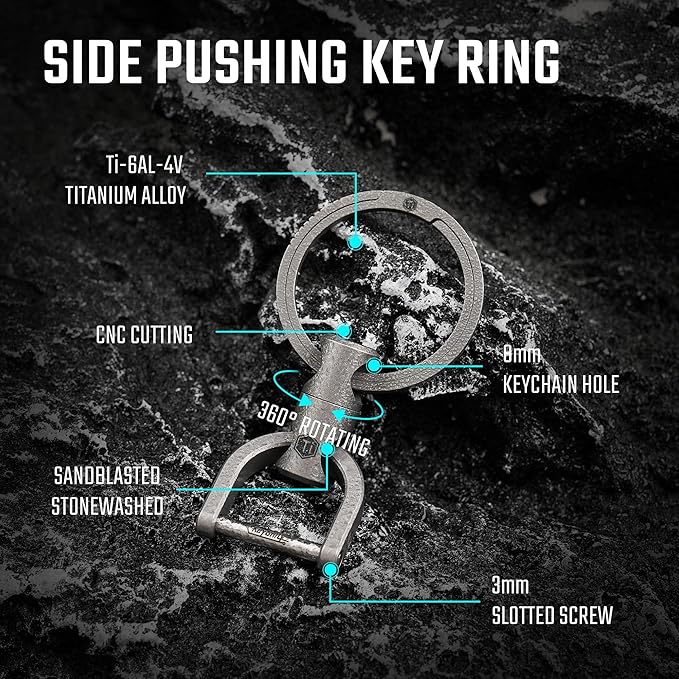 KeyUnity KM13 Swivel Keychain with D Ring Key Shackle, Titanium Rotatable Key Organizer