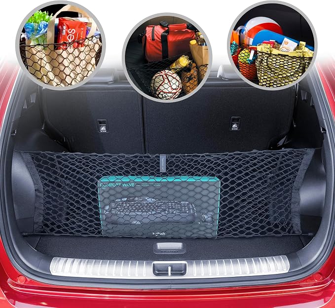 Envelope Style Automotive Elastic Trunk Mesh Cargo Net for Kia Sportage LX EX SX X-Line 2023-2026 - Premium Trunk Organizer and Storage - Luggage Net - Best Car Organizer for Kia Sportage
