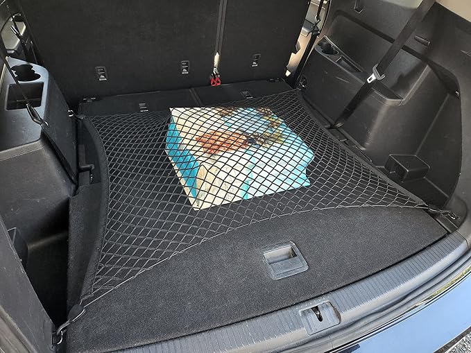 Floor Style Automotive Elastic Trunk Mesh Cargo Net for Volkswagen Atlas 2018-2025 - Premium Trunk Organizers and Storage - Luggage Net for Crossover - Best Car Organizer for Volkswagen Atlas