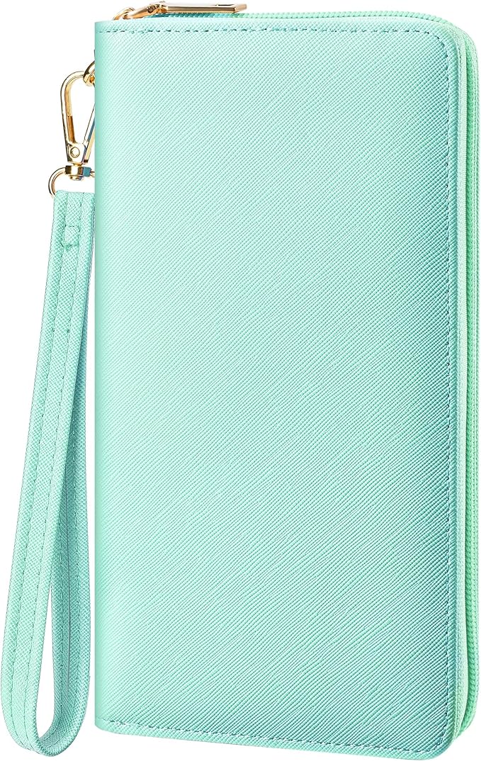 Chelmon Women's Vegan Leather Clutch Wallet with Zip, Hand Strap, Large Capacity